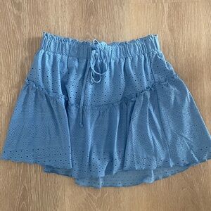 Pink Lily Blue Eyelet A-Line Skirt